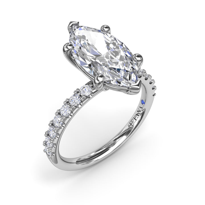 Classic Pave Marquise Diamond Engagement Ring