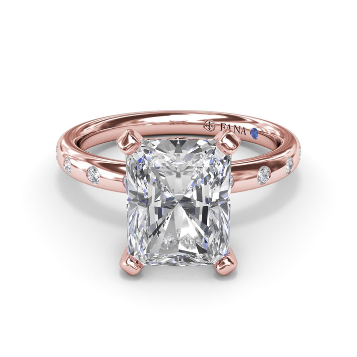 Flush Set Radiant Diamond Engagement Ring