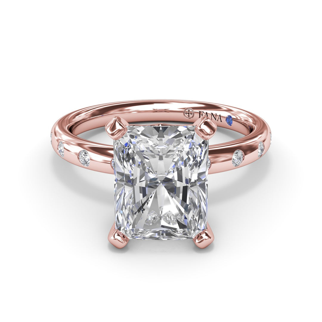 Flush Set Radiant Diamond Engagement Ring