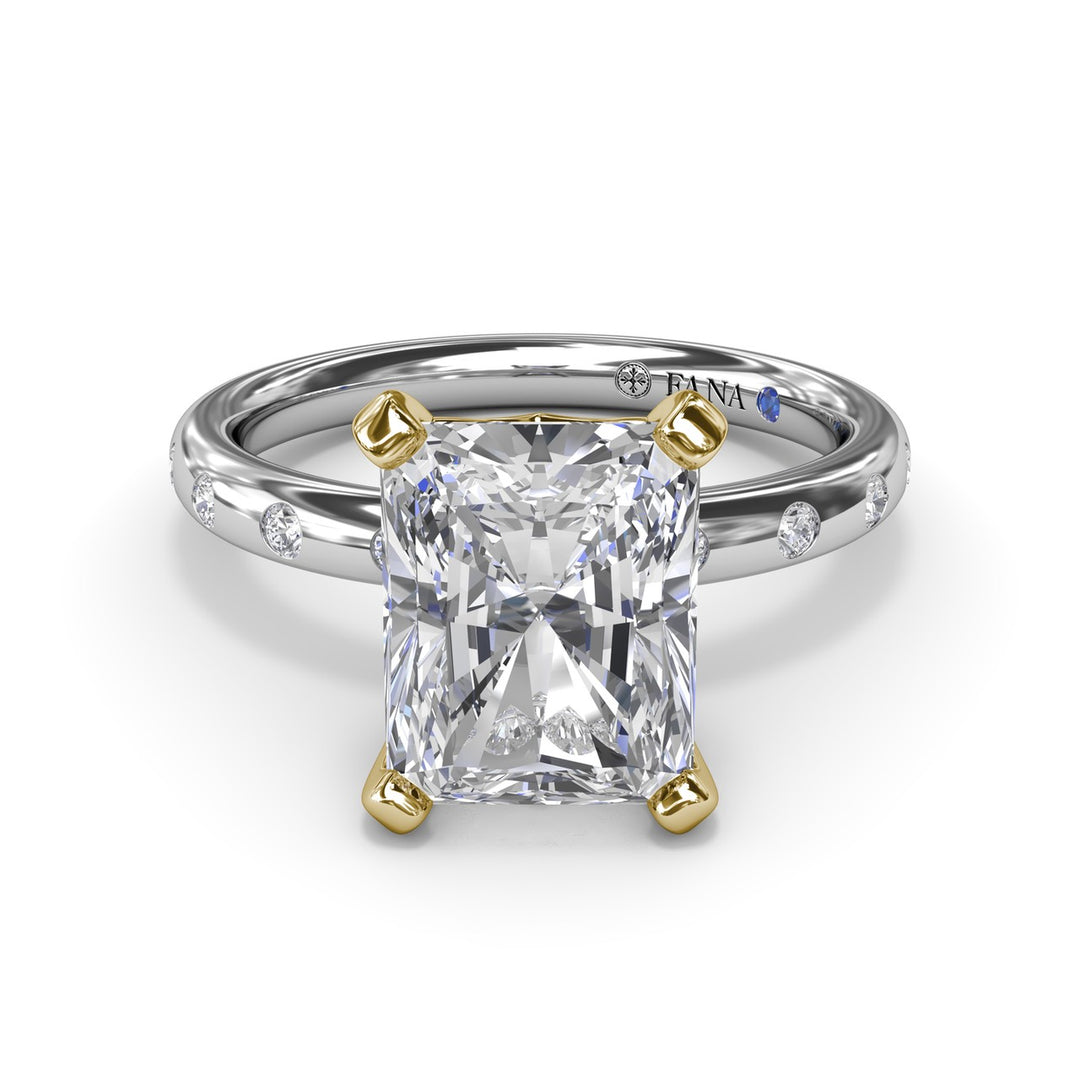 Flush Set Radiant Diamond Engagement Ring