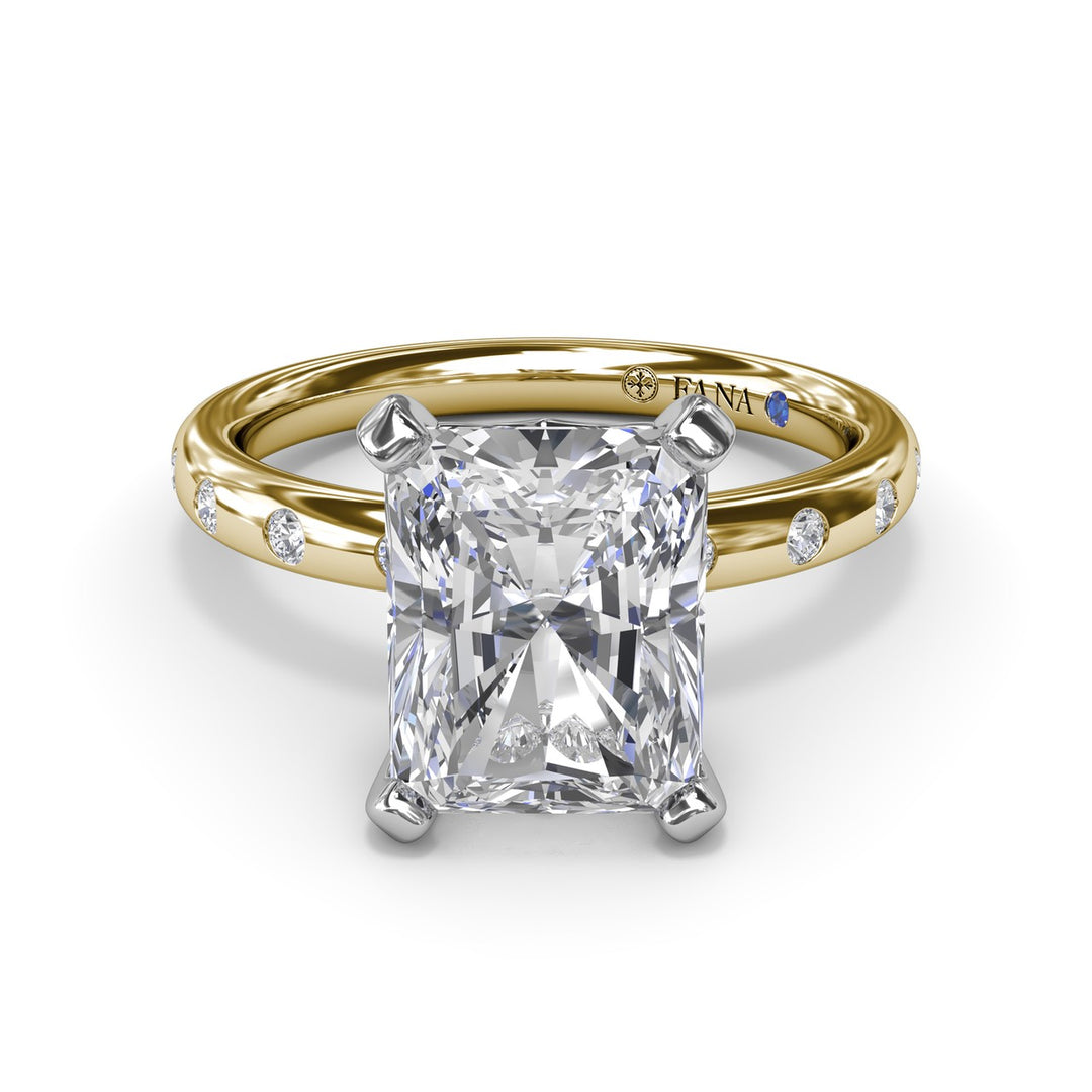 Flush Set Radiant Diamond Engagement Ring