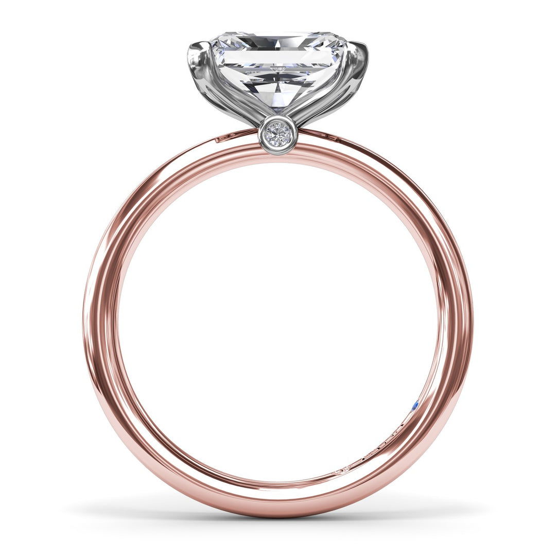 East West Half Bezel Diamond Engagement Ring