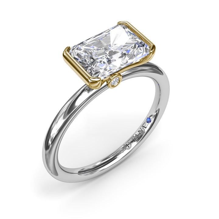 East West Half Bezel Diamond Engagement Ring