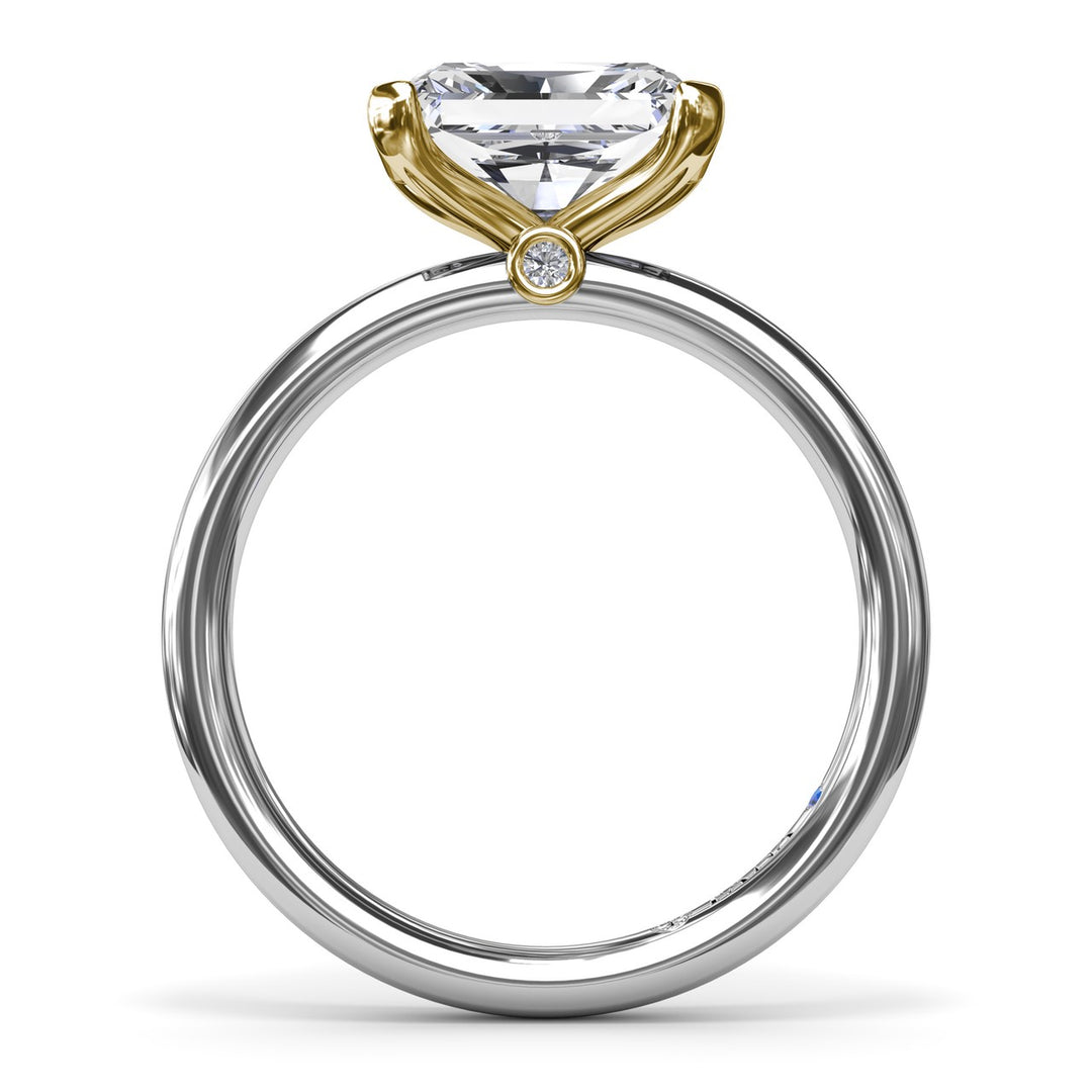 East West Half Bezel Diamond Engagement Ring