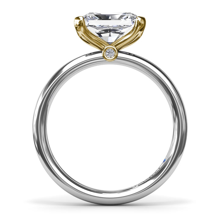 East West Half Bezel Diamond Engagement Ring