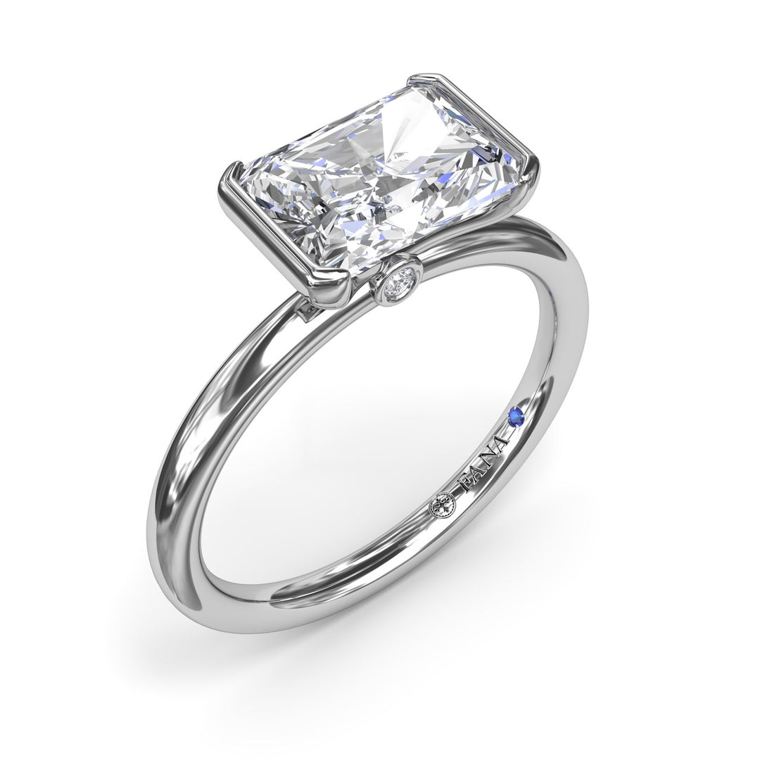 East West Half Bezel Diamond Engagement Ring