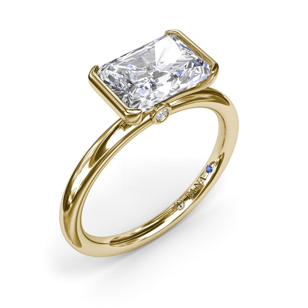 East West Half Bezel Diamond Engagement Ring