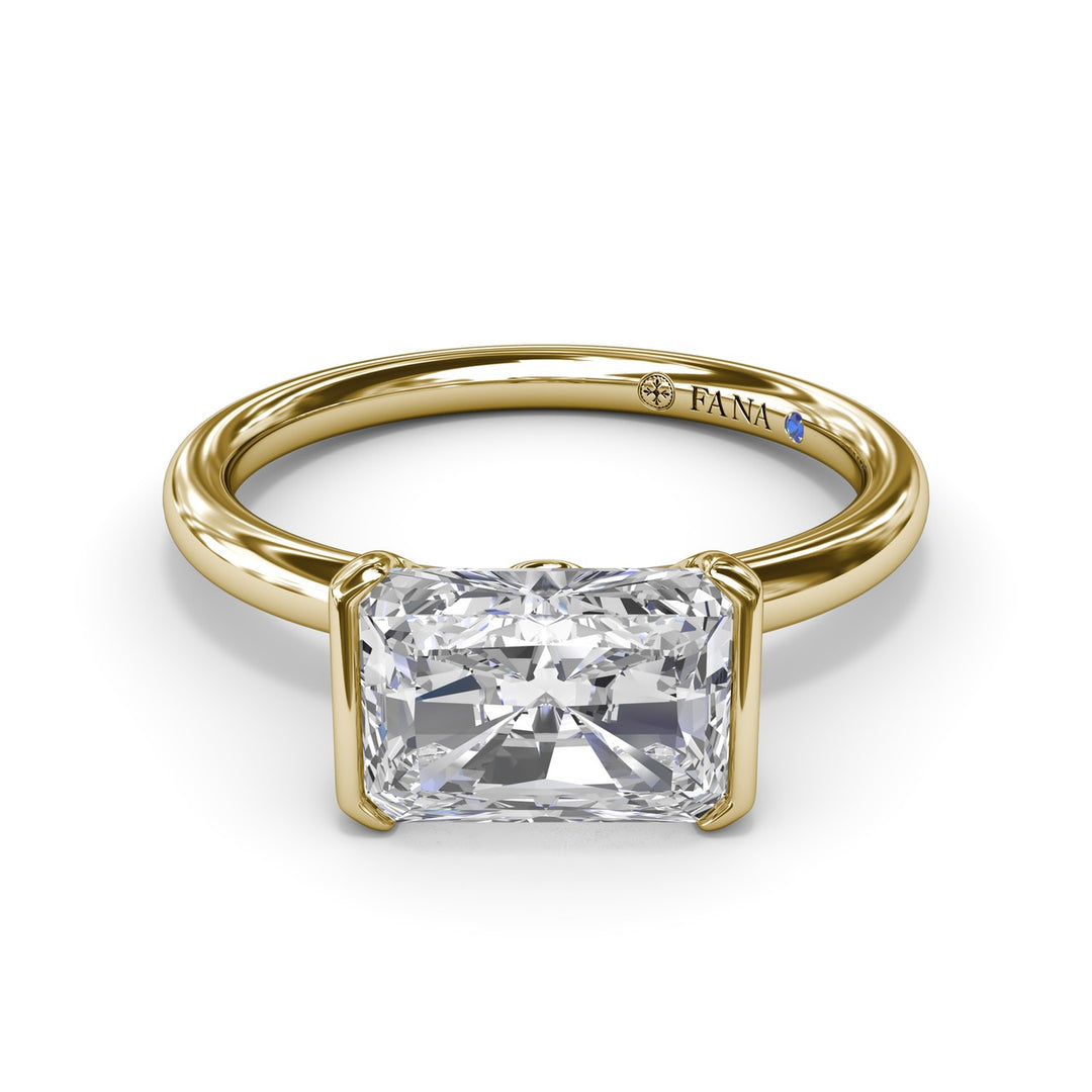 East West Half Bezel Diamond Engagement Ring