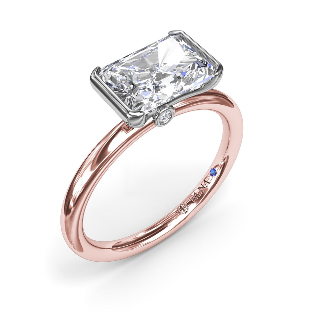 East West Half Bezel Diamond Engagement Ring