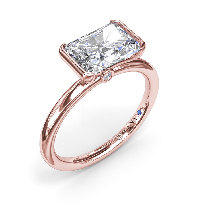 East West Half Bezel Diamond Engagement Ring