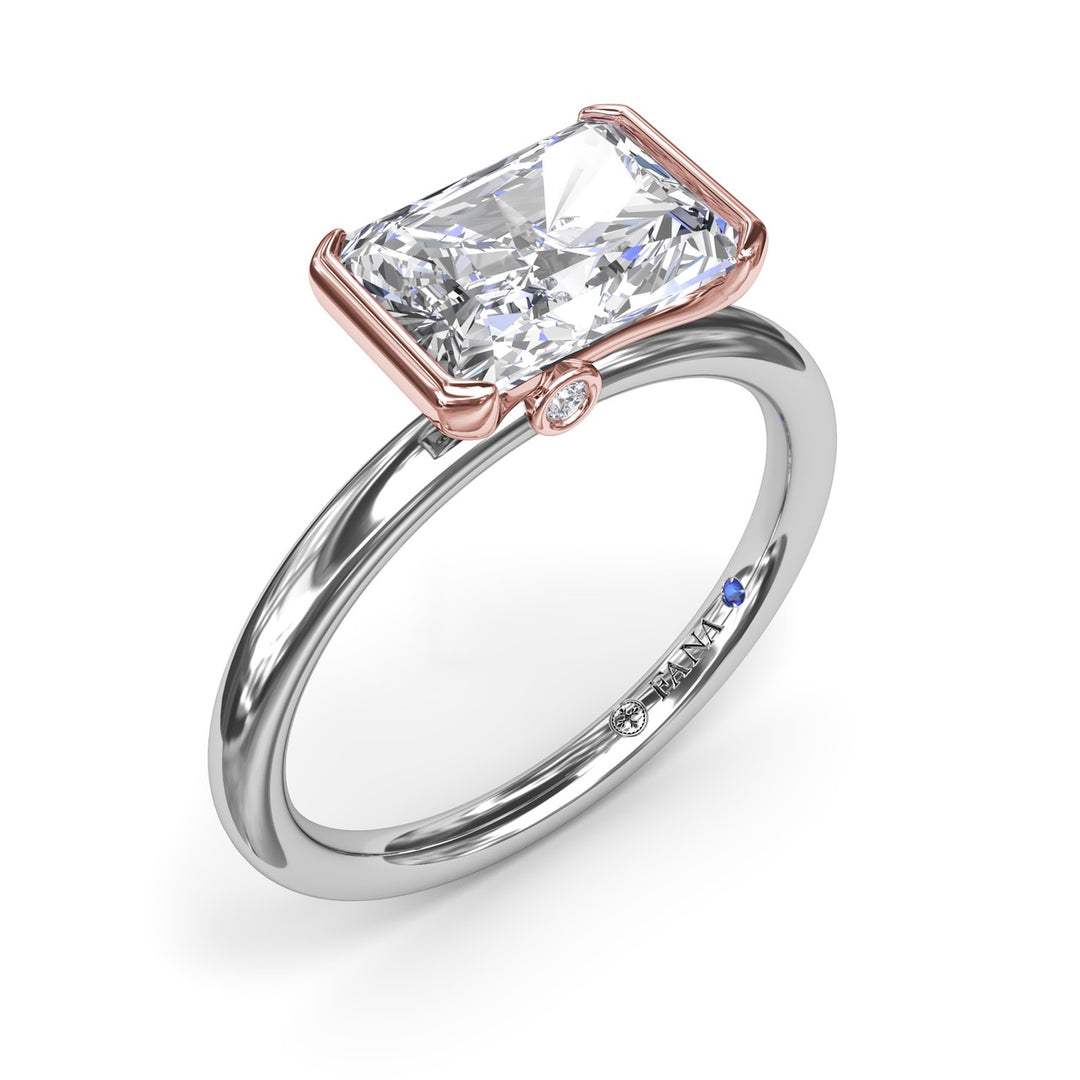 East West Half Bezel Diamond Engagement Ring