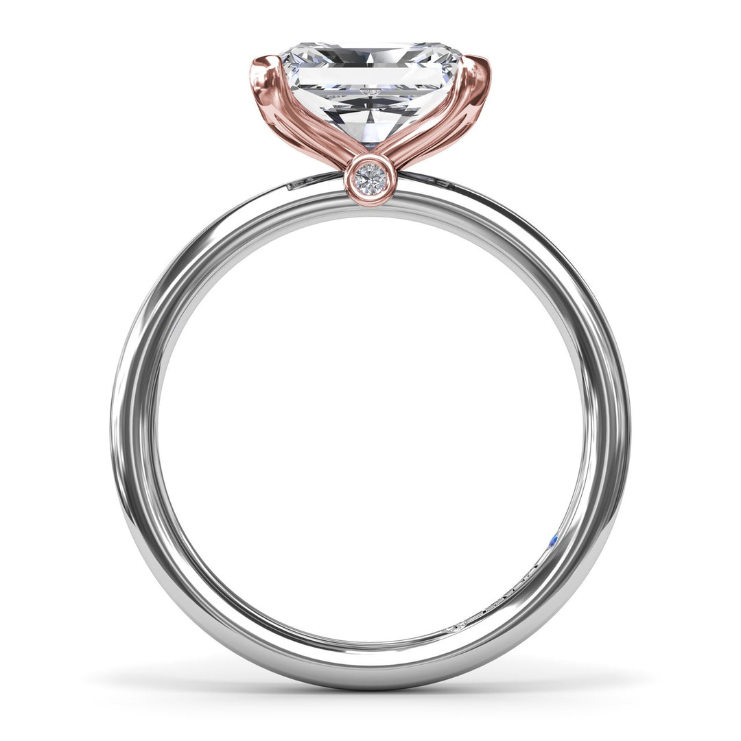 East West Half Bezel Diamond Engagement Ring