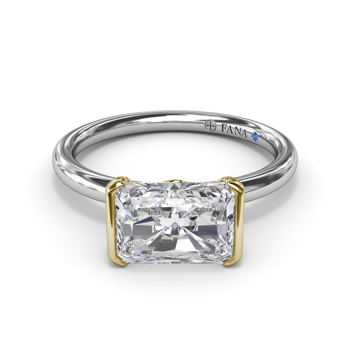 East West Half Bezel Diamond Engagement Ring