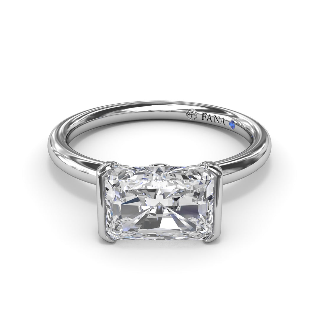 East West Half Bezel Diamond Engagement Ring