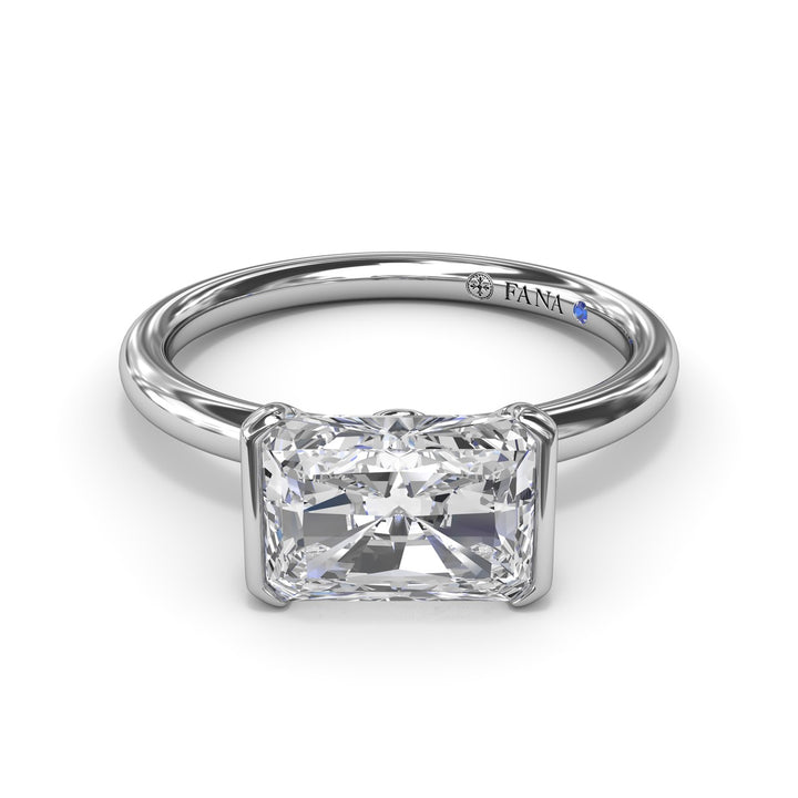 East West Half Bezel Diamond Engagement Ring
