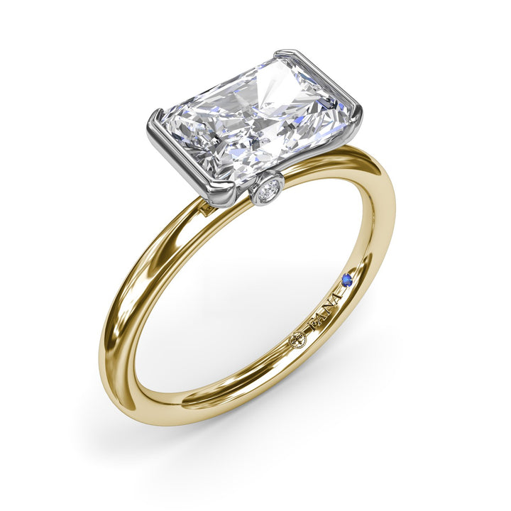 East West Half Bezel Diamond Engagement Ring