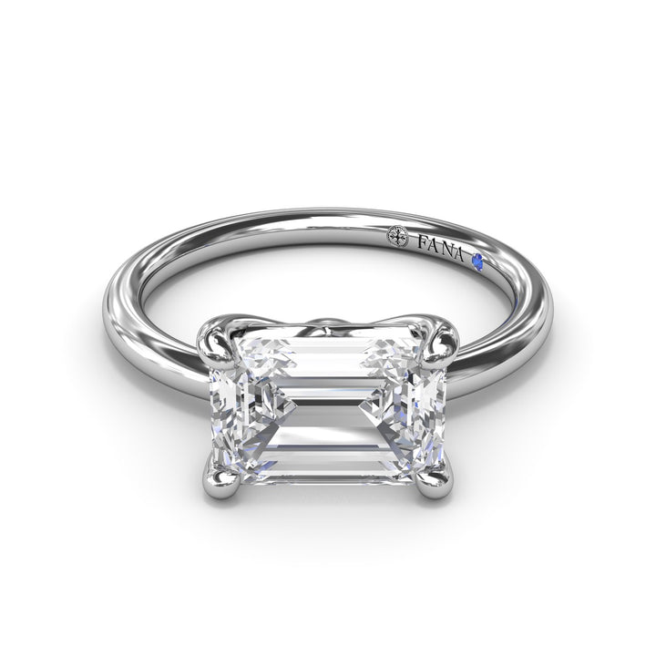 Offset Emerald-Cut Diamond Engagement Ring