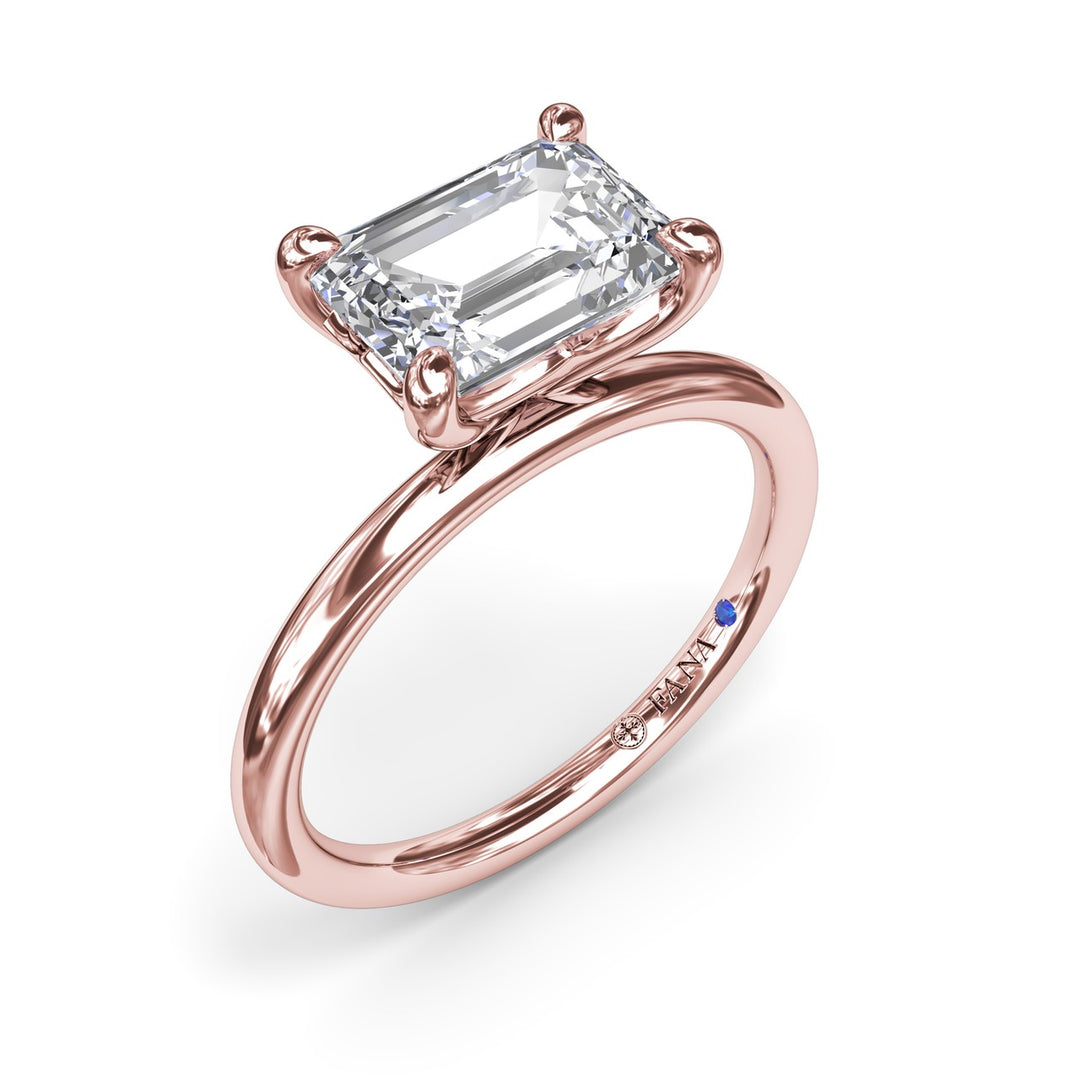 Offset Emerald-Cut Diamond Engagement Ring