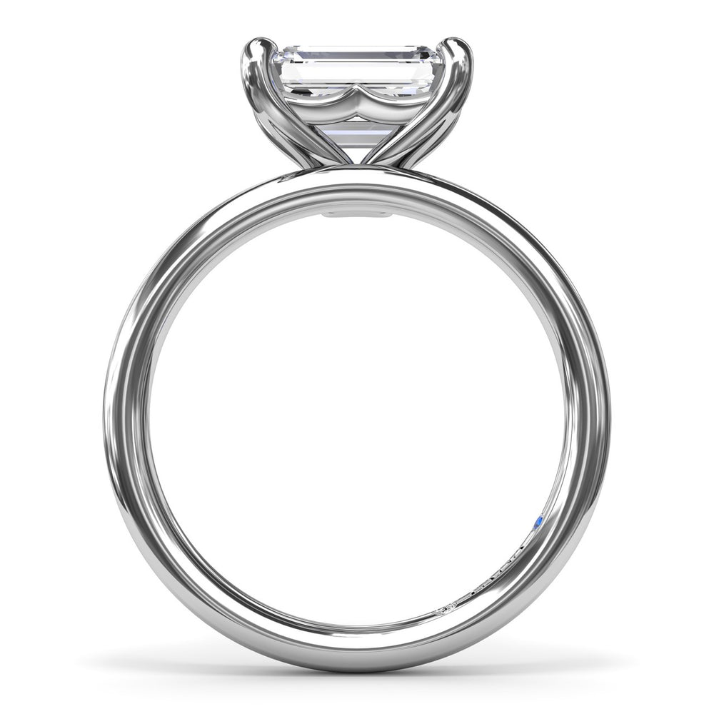 Offset Emerald-Cut Diamond Engagement Ring
