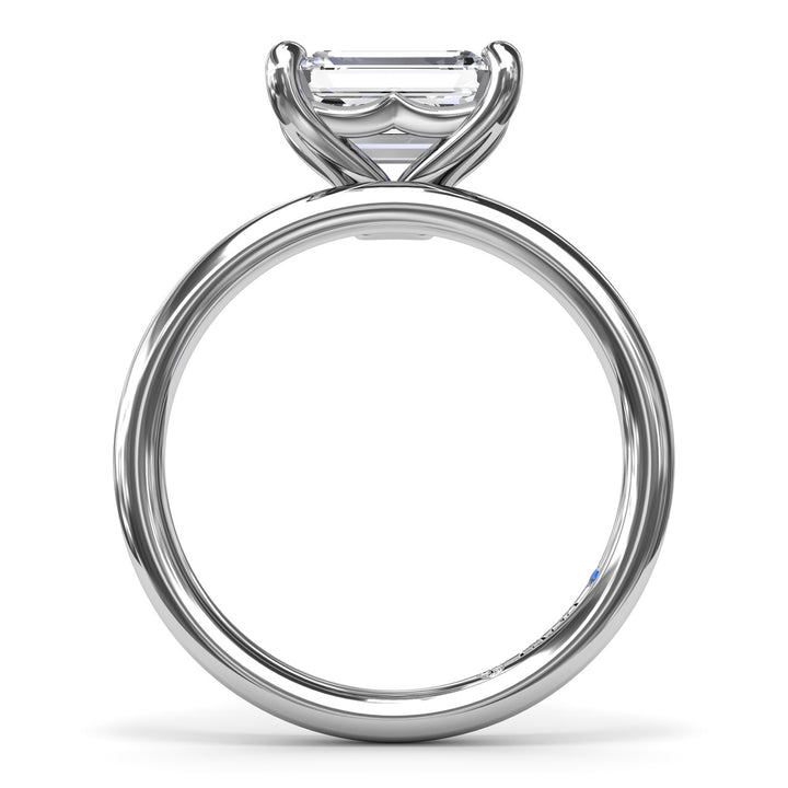 Offset Emerald-Cut Diamond Engagement Ring