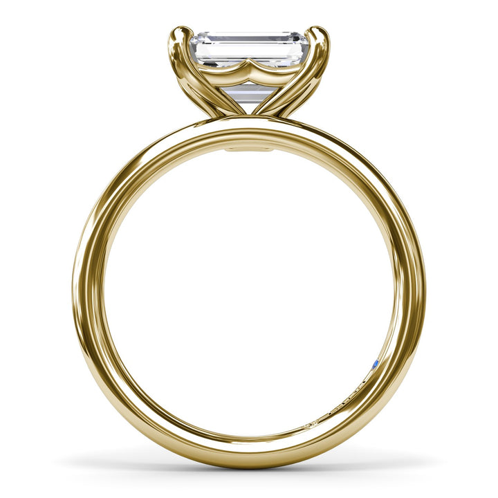 Offset Emerald-Cut Diamond Engagement Ring