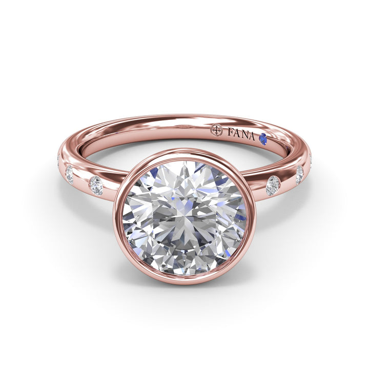 Round Bezel Flush Diamond Engagement Ring