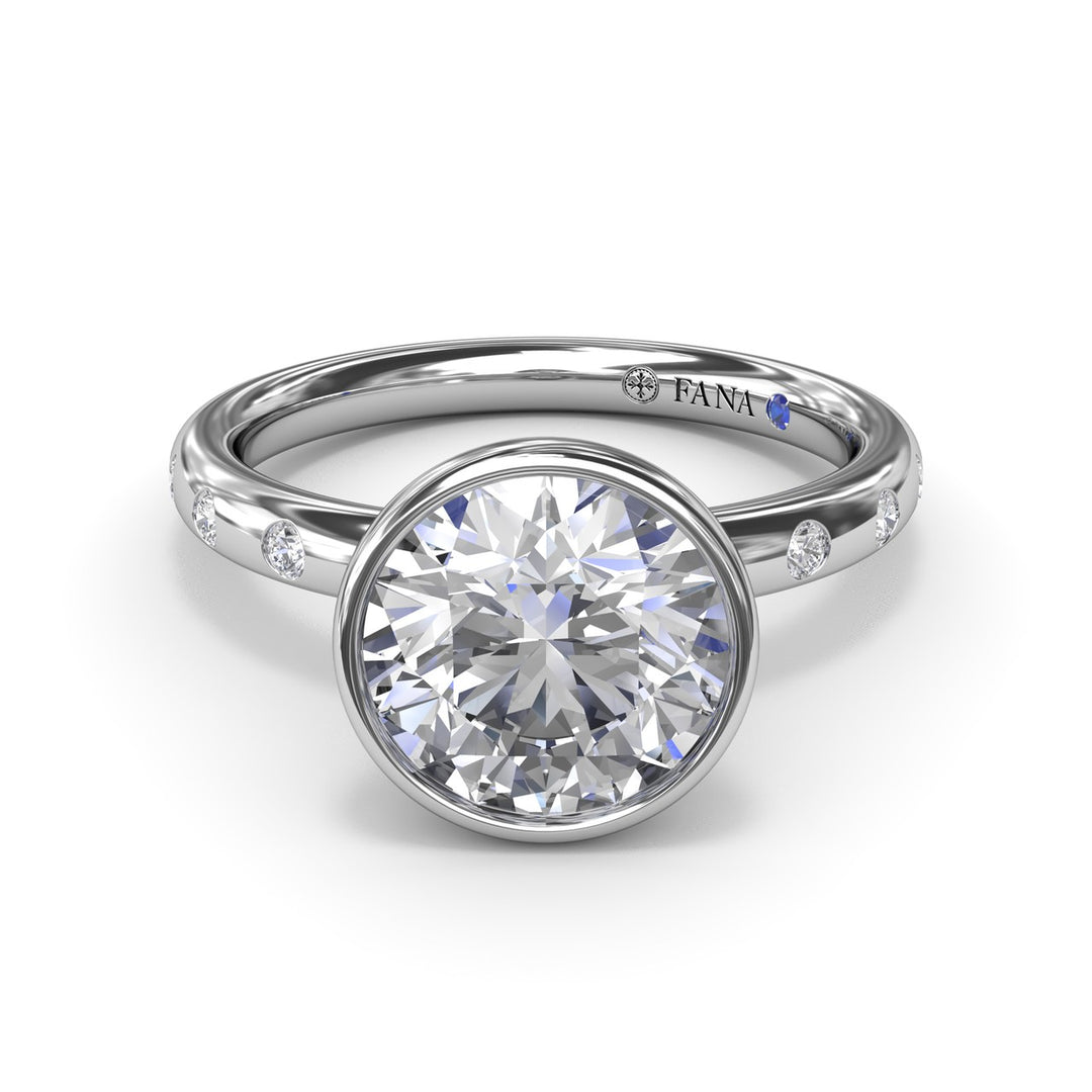 Round Bezel Flush Diamond Engagement Ring