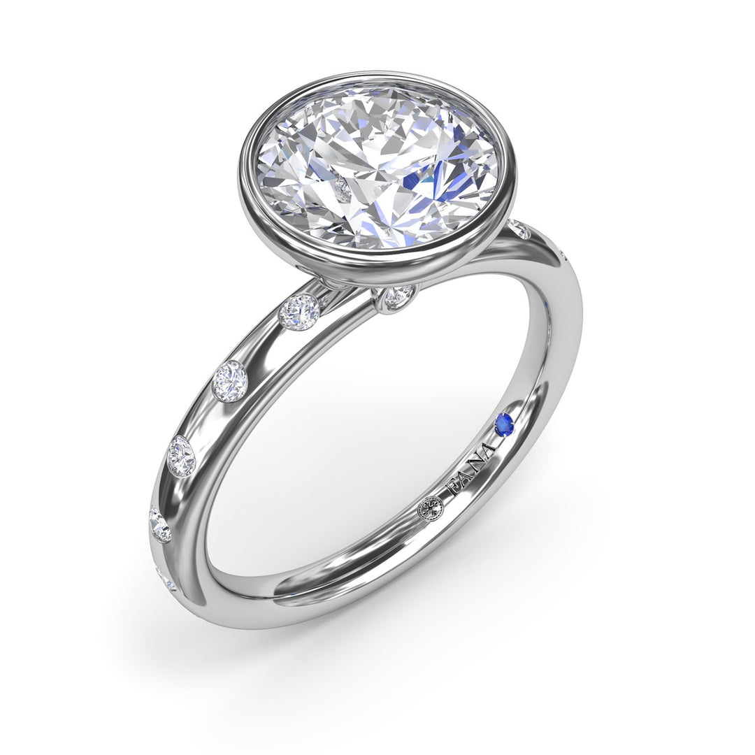 Round Bezel Flush Diamond Engagement Ring