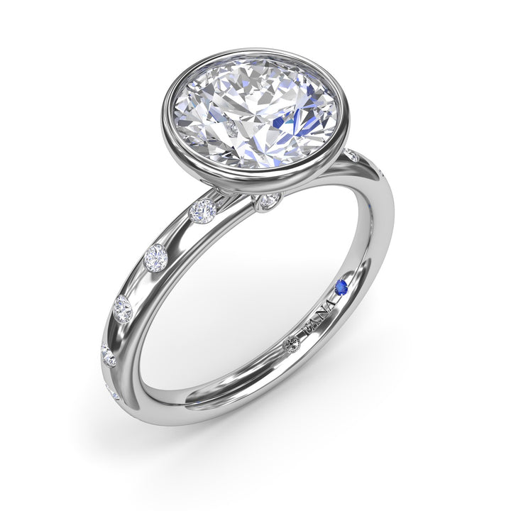 Round Bezel Flush Diamond Engagement Ring