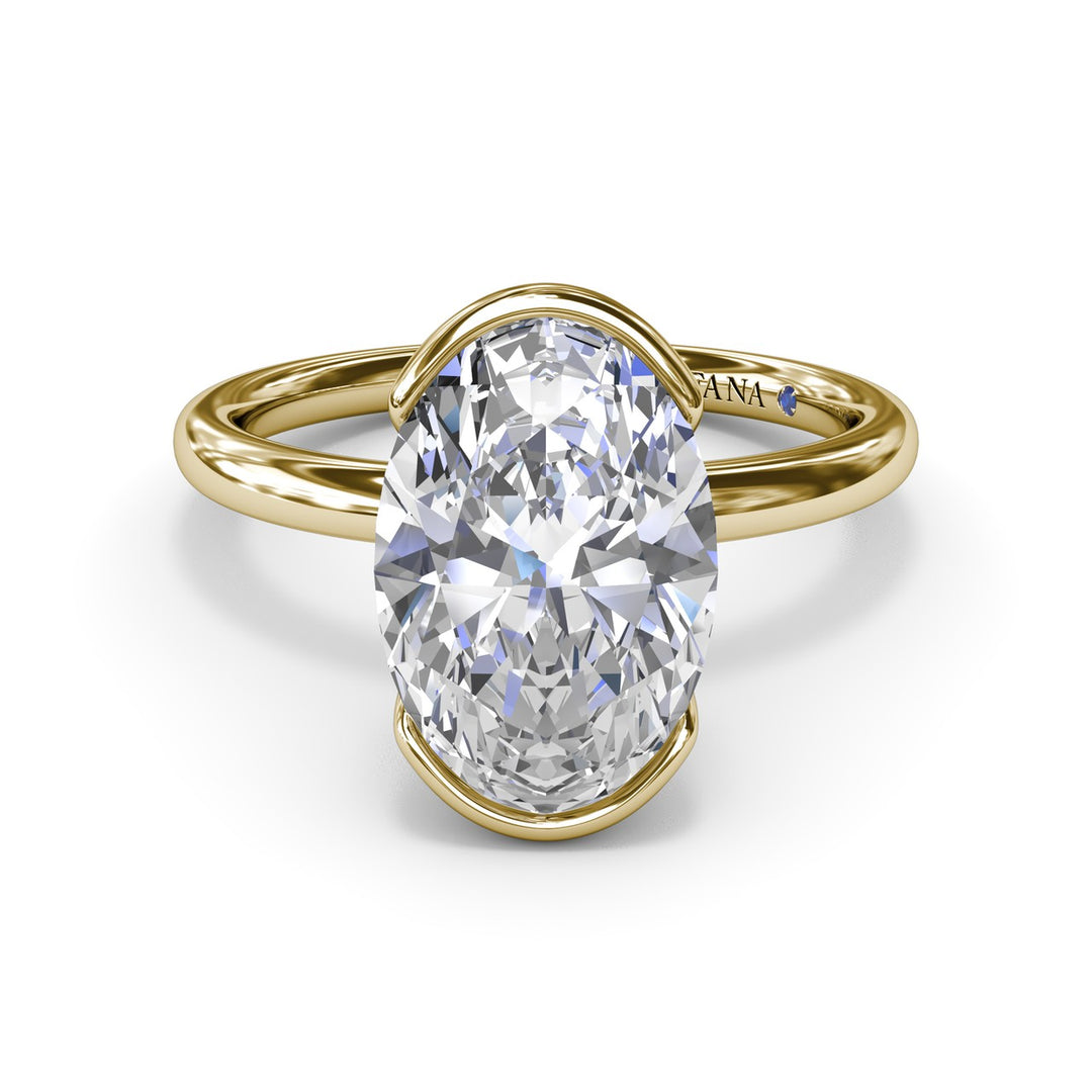 Half Bezel Oval Diamond Engagement Ring