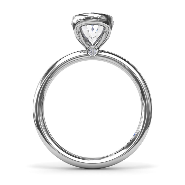 Half Bezel Oval Diamond Engagement Ring