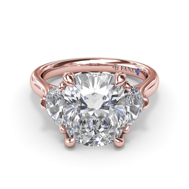 Three-Stone Half Moon Diamond Engagement Ring