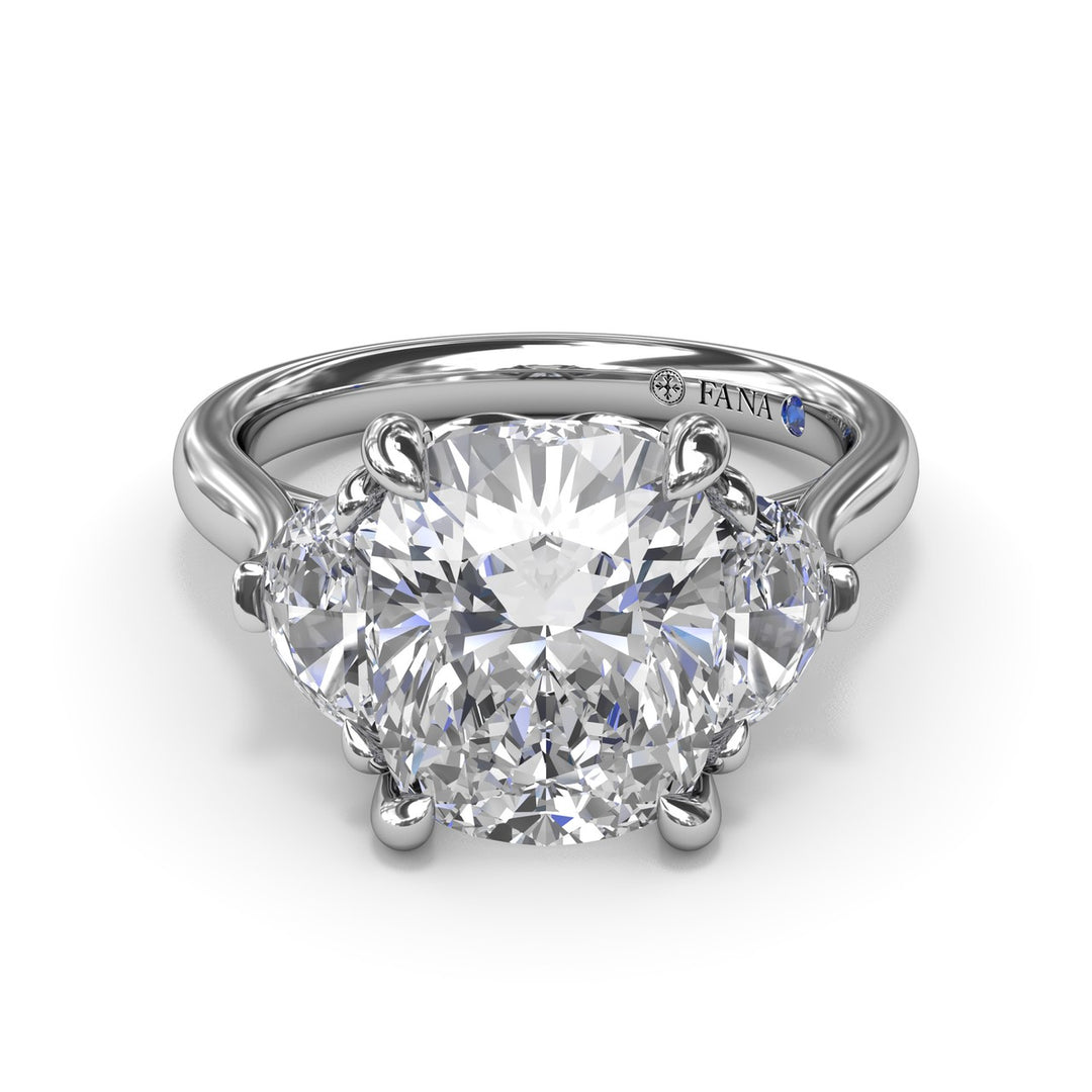 Three-Stone Half Moon Diamond Engagement Ring