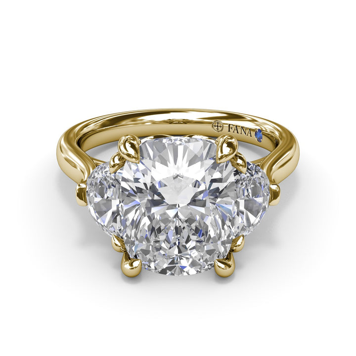 Three-Stone Half Moon Diamond Engagement Ring
