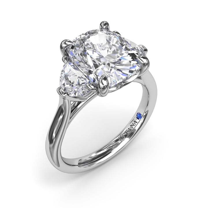 Three-Stone Half Moon Diamond Engagement Ring