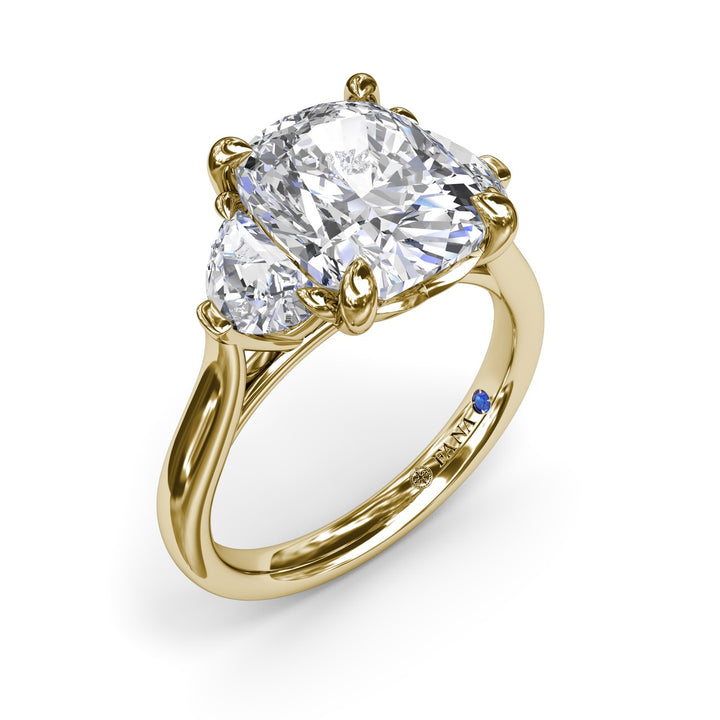 Three-Stone Half Moon Diamond Engagement Ring