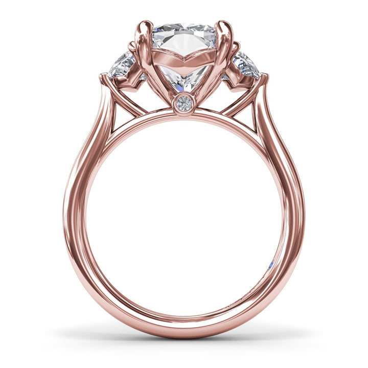 Three-Stone Half Moon Diamond Engagement Ring