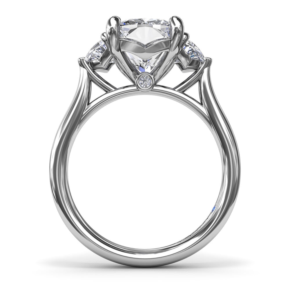 Three-Stone Half Moon Diamond Engagement Ring