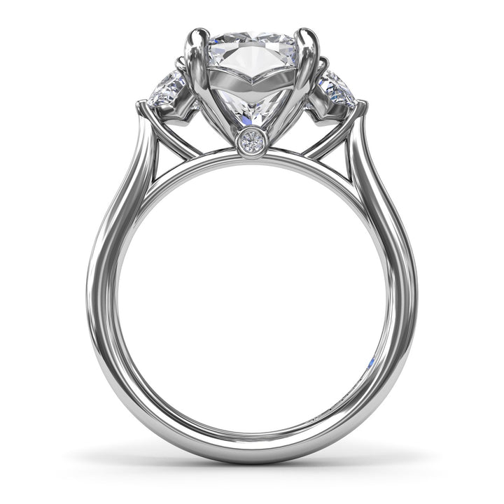 Three-Stone Half Moon Diamond Engagement Ring