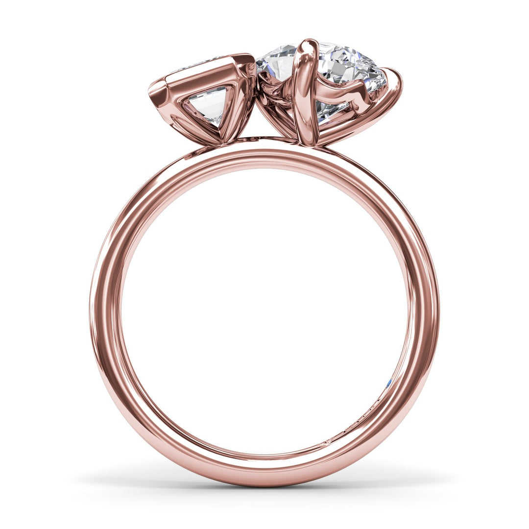 Toi et Moi Emerald Bezel and Pear Engagement Ring