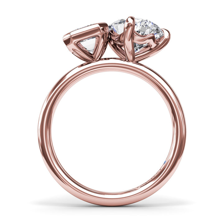 Toi et Moi Emerald Bezel and Pear Engagement Ring