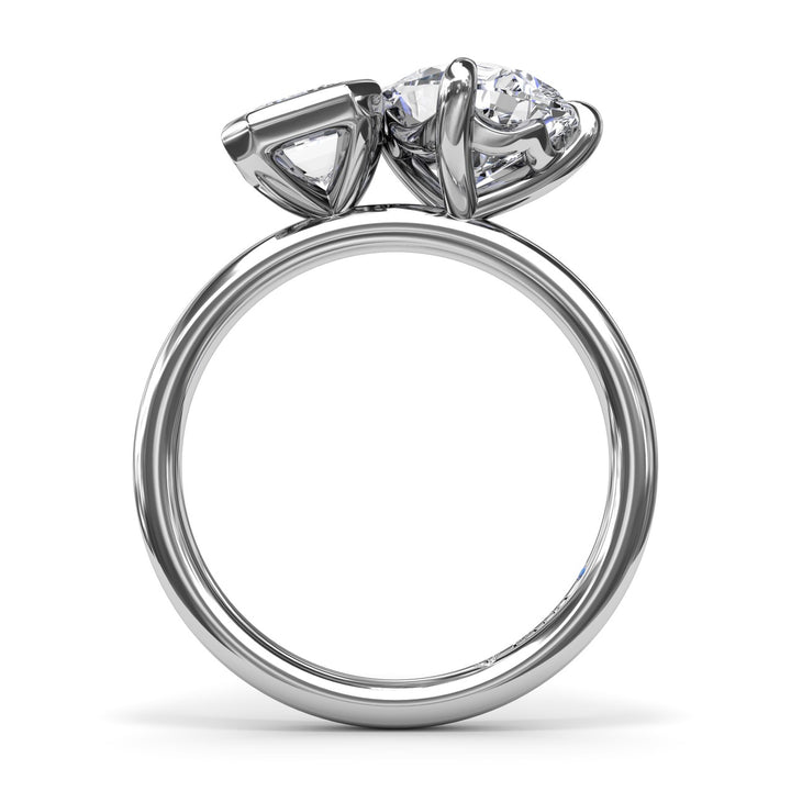 Toi et Moi Emerald Bezel and Pear Engagement Ring