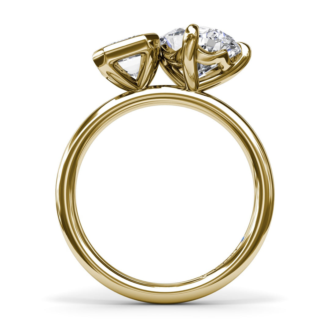 Toi et Moi Emerald Bezel and Pear Engagement Ring