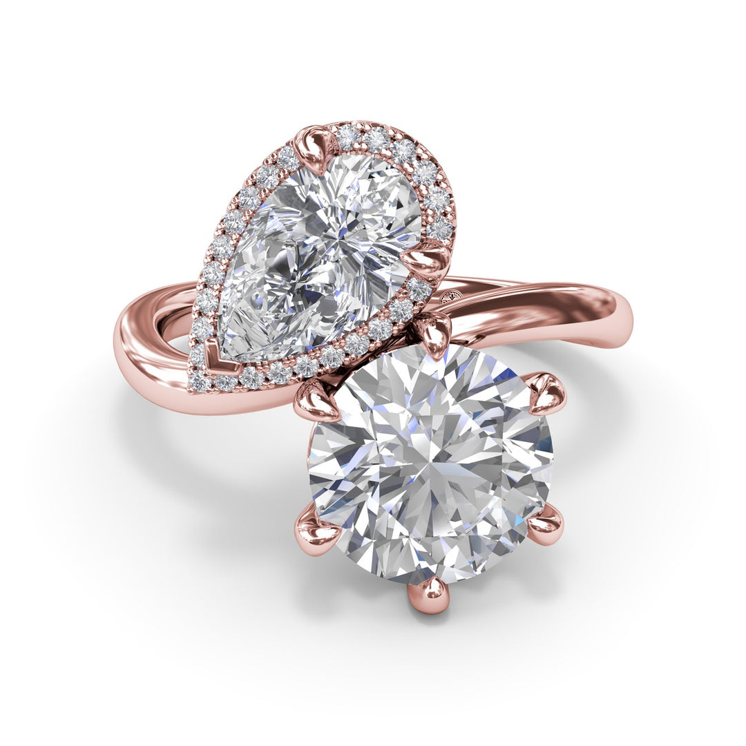 Toi et Moi Pear and Round Diamond Engagement Ring