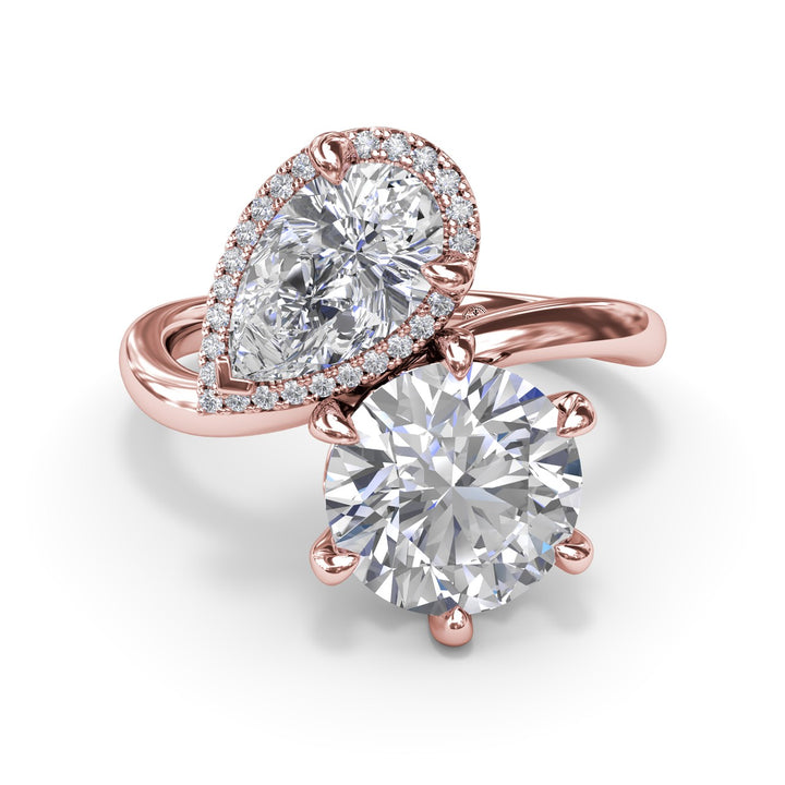 Toi et Moi Pear and Round Diamond Engagement Ring