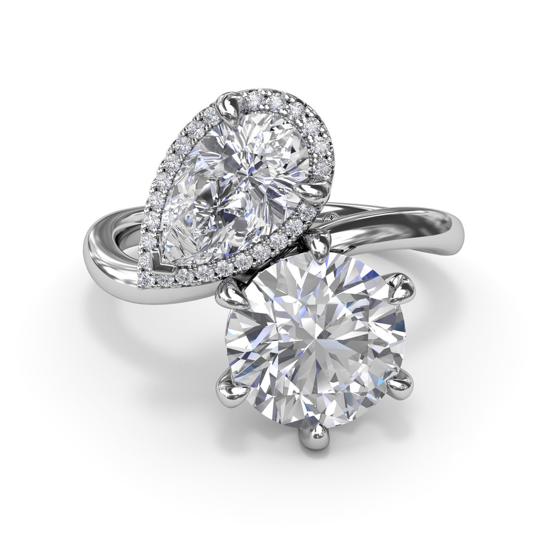 Toi et Moi Pear and Round Diamond Engagement Ring
