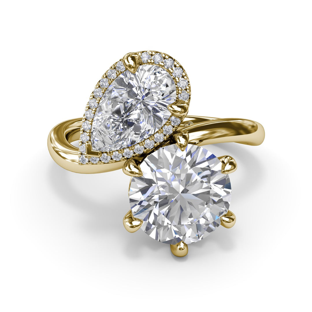 Toi et Moi Pear and Round Diamond Engagement Ring
