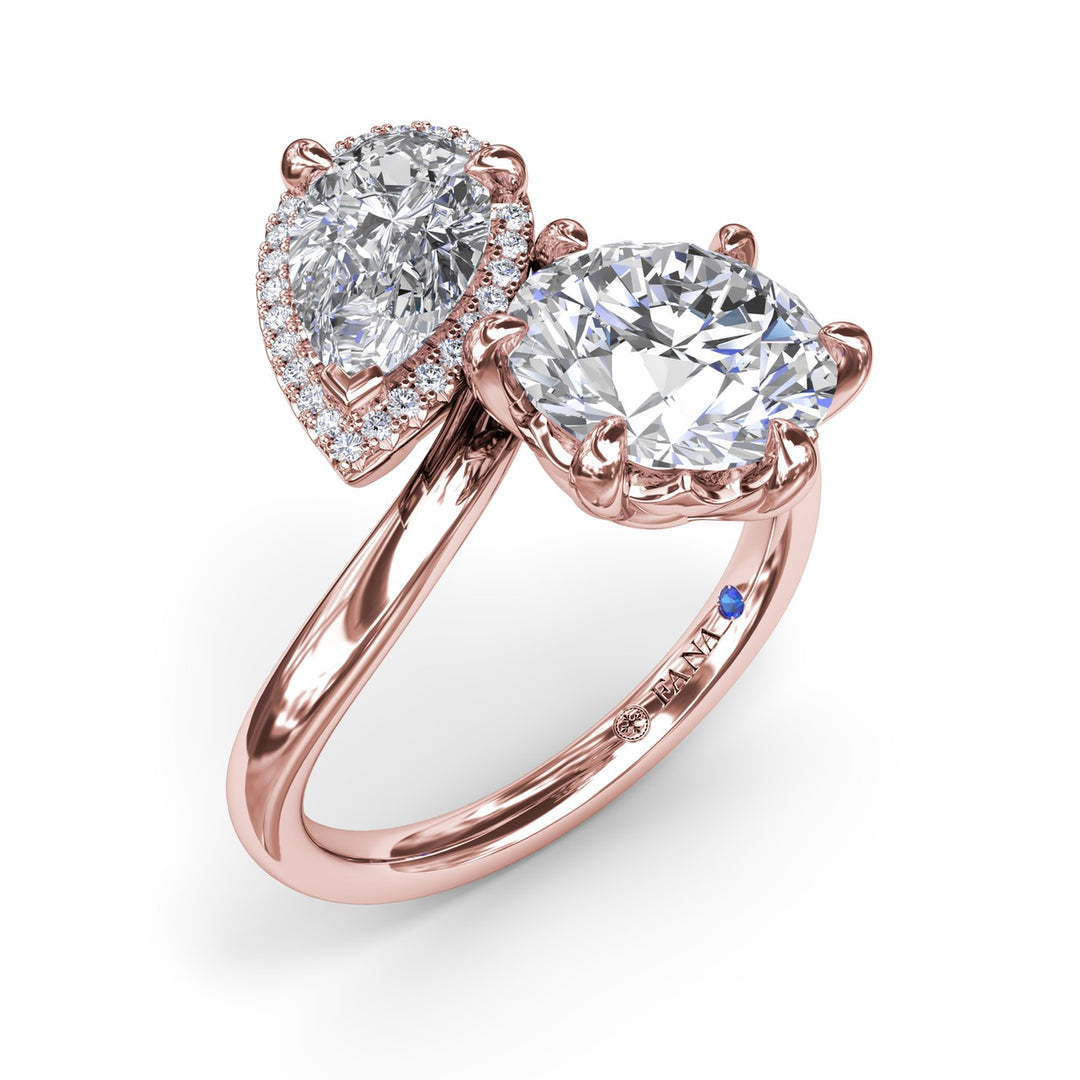 Toi et Moi Pear and Round Diamond Engagement Ring