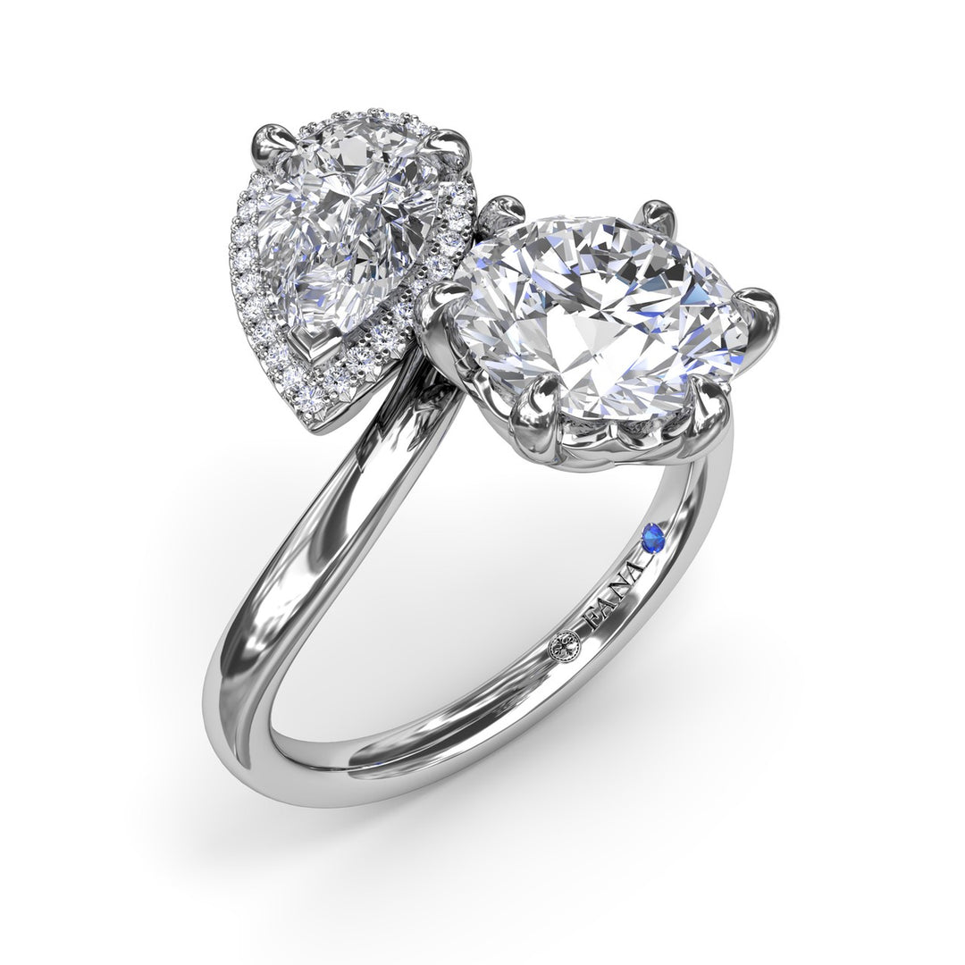 Toi et Moi Pear and Round Diamond Engagement Ring