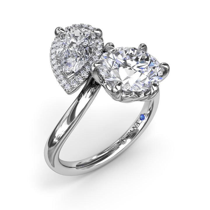 Toi et Moi Pear and Round Diamond Engagement Ring